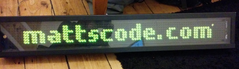 Display showing "mattscode.com"