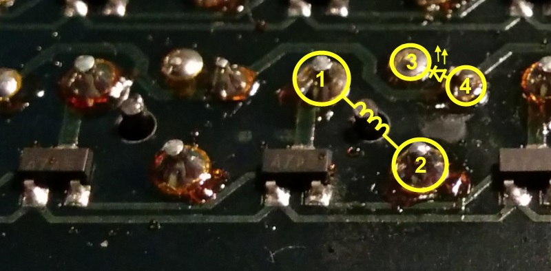 Connections for a single dot on the PCB