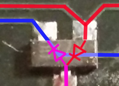 Dual diode IC with diodes traced